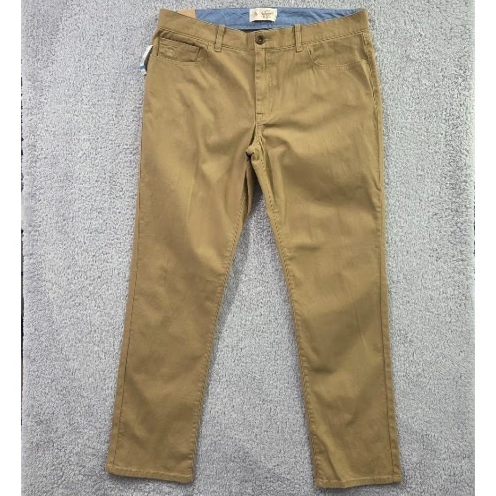 Original Penguin Men's Slim Fit Stretch Twill Chino Pants 36x32 Kelp Tan NWT